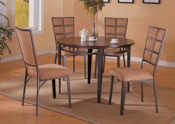 Contemporary Dinette Set With Cherry Finish Round Top [AMDS-138-7915]