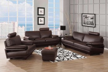 Brown Leather Modern Sofa & Loveseat Set w/Options [CVS-Sheraton-Leather-Brown]