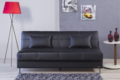 Eco Rest Sofa Bed in Zen Black Leatherette by Casamode