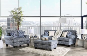 Pierpont Sofa SM8010 in Blue Burlap Weave Fabric w/Options [FAS-SM8010-Pierpont]