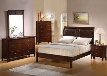 Rich Cappuccino Contemporary 5Pc Bedroom Set with Platform Bed [CRBS-201151-Tamara]