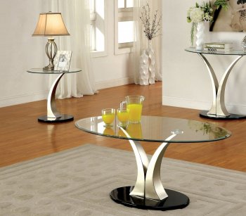 Valo Coffee & 2 End Table Set CM4727 in Silver & Black w/Options [FACT-CM4727-Valo]