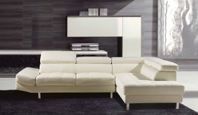 Aurora Sectional Sofa in White Leather Match