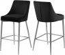 Karina Counter Stool 790 Set of 2 Black Velvet Fabric - Meridian