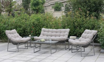 Amya Outdoor Patio Sofa 6Pc Set CM-OC2134 in Gray