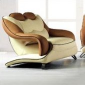 Beige & Camel Two-Tone Leather Modern 3PC Living Room Set