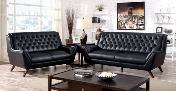 Leia Sofa CM6035BK in Black Bonded Leather Match w/Options [FAS-CM6035BK-Leia]