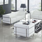 Charles Grande Sofa in White Leather by Modway w/Options