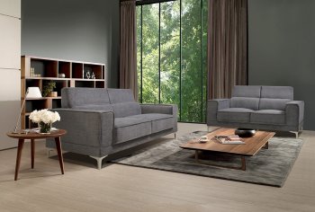 U6108 Sofa & Loveseat Set in Platinum Fabric by Global w/Options [GFS-U6108 Bear Platinum]