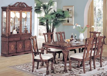 Brown Finish Classic 7Pc Dining Set w/Extension Leaf [YTDS-NM3230-Norman]