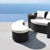 Black & White Modern 2pc Outdoor Sofa & Ottoman Set