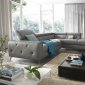 Camelia Sectional Sofa Grey Full Leather by ESF w/ Bed & Storage