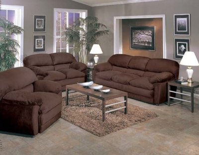 Chocolate Fabric Contemporary Sofa w/Optional Loveseat & Chair