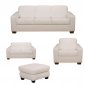 White Full Italian Leather Classic 4Pc Sofa Set w/Wooden Legs