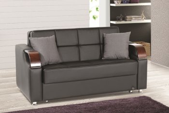 Caprio Loveseat Bed in Brown Bonded Leather w/Optional Chair Bed [RNLB-Caprio Bonded Brown]