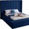 Kiki Upholstered Bed in Navy Velvet Fabric by Meridian