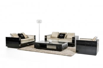 Bellagio Sofa 3Pc Set in Beige Fabric & Black by VIG [VGS-Bellagio Beige Black]