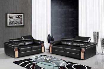 U8012 Sofa in Black Bonded Leather by Global w/Options [GFS-U8012]