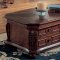 Rich Mahogany Finish Stylish Coffee Table with Storage Drawers