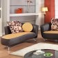 Two-Tone Bonded Leather Sectional Sofa w/Fabric Back & Pillows