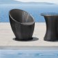 Black Weave Modern 3Pc Outdoor Lounge Swivel Chairs Set w/Table