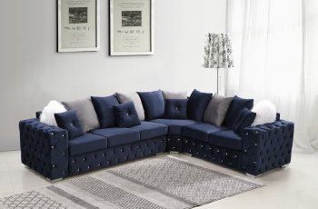 LCL-027 Sectional Sofa in Navy Blue Velvet [BDSS-LCL-027 Navy Blue]