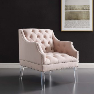 Proverbial Accent Chair in Pink Velvet by Modway