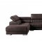 Brown Fabric Modern Sectional Sofa w/Adjustable Headrest