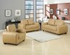 Camel Bonded Leather Modern Sofa & Loveseat Set w/Options