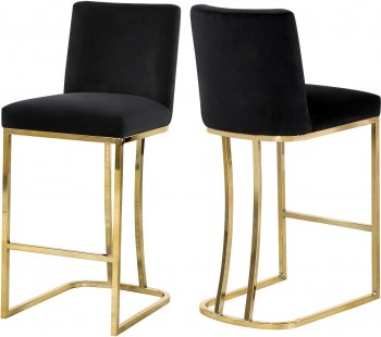 Heidi Counter Stool 777 Set of 2 Black Velvet Fabric by Meridian [MRDC-777 Heidi Black]