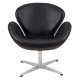 Swan Lounge Chair SW29BLL in Black Leatherette by LeisureMod