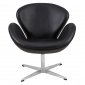 Swan Lounge Chair SW29BLL in Black Leatherette by LeisureMod