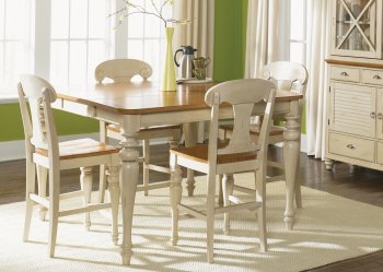 Bisque with Natural Pine Finish Dining Gathering Table w/Options [LFDS-303-GT5454 old]