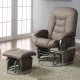 Beige Leatherette Modern Swivel Glider Chair w/Ottoman