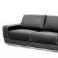 Black Bonded Leather Modern The Wave Sofa w/Optional Items