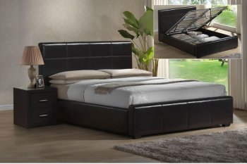 Dark Brown Leather Upholstery Modern Bed [AHUBS-Jasmine]