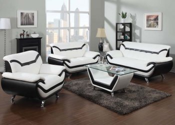 51155 Rozene Sofa in White & Black Bonded Leather by Acme [AMS-51155 Rozene]