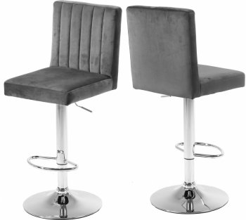 Joel Bar Stool 710 Set of 4 Grey Velvet Fabric by Meridian [MRBA-710 Joel Grey]