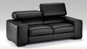 Black Full Top Grain Italian Leather 3Pc Modern Living Room Set [VGS-Menphis-Black]