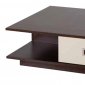 Brown & White Modern Wooden Square Coffee Table w/Shelves