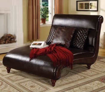 Dark Chocolate Brown Leatherette Classic Chaise Lounger [AMCL-15018-Kimberlee-Brown]