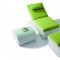 White Modern Patio Sun Bathing Chaise w/Foot Rest & Side Table