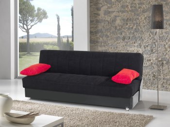 Leon Sofa Bed Convertible in Black Microfiber by Rain [RNSB-Leon MF Black]