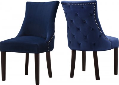 Hannah Dining Chair 774 Set of 2 Navy Velvet Fabric by Meridian