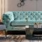 Benedict Sofa & Loveseat Set in Light Blue Velvet Fabric