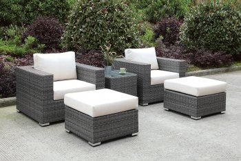 Somani CM-OS2128-26 5Pc Outdoor Patio Set in Ivory & Gray [FAOUT-CM-OS2128-26-Somani]