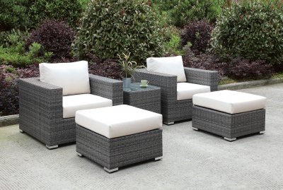 Somani CM-OS2128-26 5Pc Outdoor Patio Set in Ivory & Gray