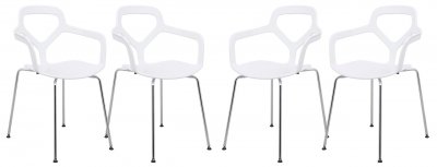 Carney Set of 4 Dining Chairs CC21W in White by LeisureMod