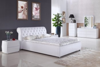 Elegante Bedroom White Leatherette by American Eagle w/Options [AEBS-Elegante White]