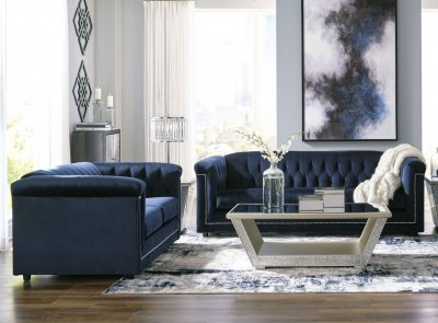 Josanna Sofa & Loveseat Set 21905 in Navy Fabric by Ashley